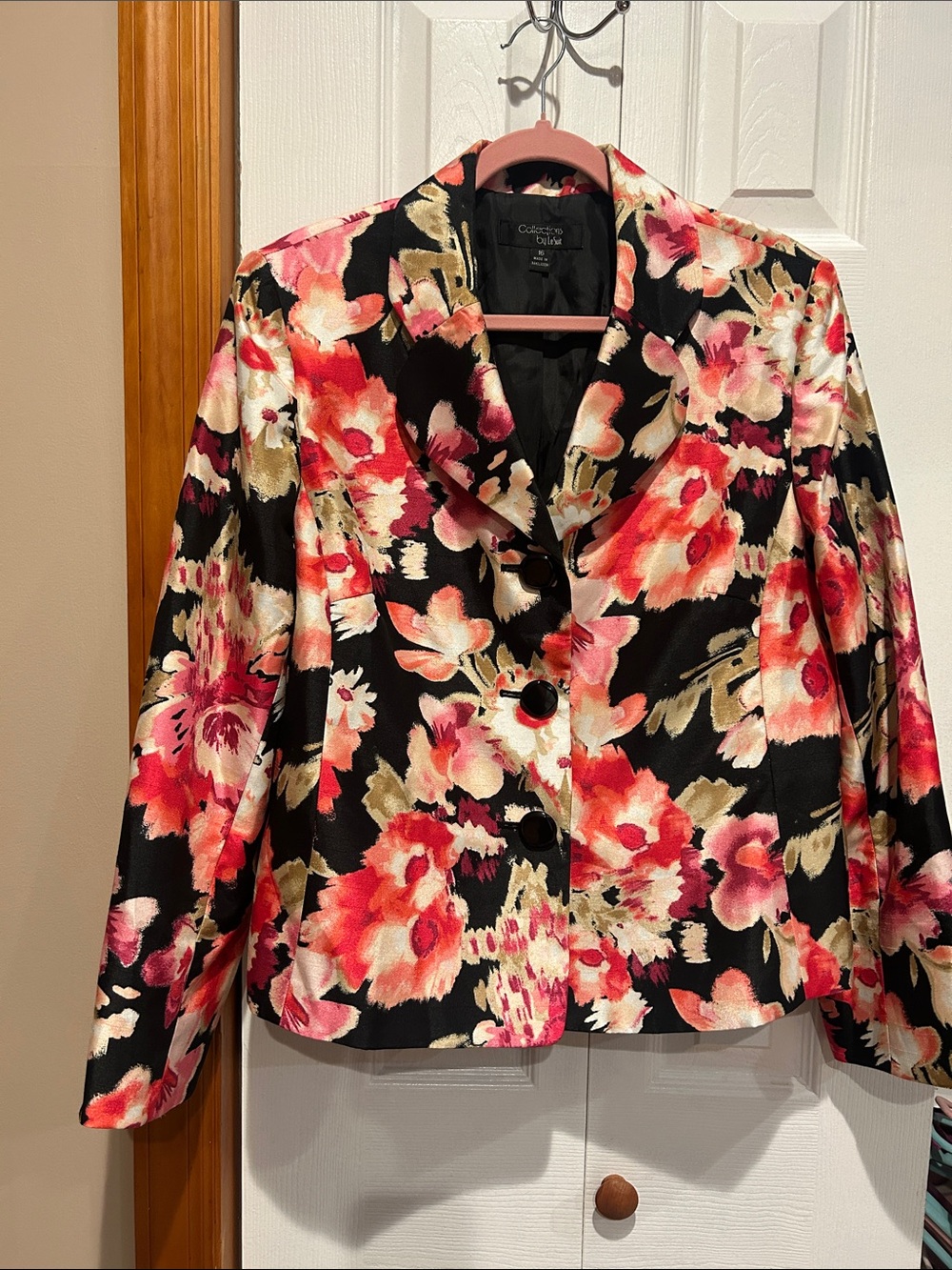 Catherine Malandrino Black Floral Button-Front Women's Jacket